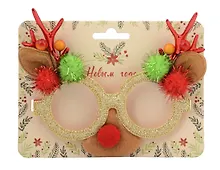 Купить Очки новогодние Рожки олененка с ушками и помпонами (пластик) (12-6142-HNY26) — Фото №1