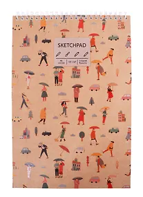 Купить Скетчбук А4 40л "Umbrella", 120г/м2, обложка крафт картон, евроспираль — Фото №1