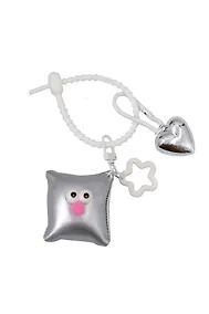 Купить Брелок-обвес на сумку Подушечка с глазками Серебряная (текстиль) (12-3307032615-6130) — Фото №1