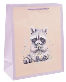 Купить Пакет А4 32*26*12 "Енот с цветком" дет., бум.мат.ламинат — Фото №1