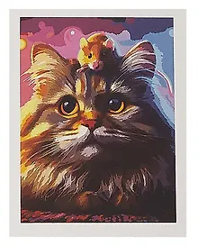 Купить Холст с красками по номерам "Кошка и мышка", 30 х 40 см — Фото №1