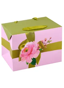 Купить Коробка-пакет складная "С пожеланием счастья" 23*16*11 ассорти — Фото №1