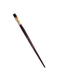 Купить Кисть художественная Вернисаж, синтетика бордовая, плоская, длинная ручка №12, Гамма — Фото №1