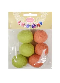 Купить Набор бусин валяных из шерсти (3 см) (6 шт) (салат., корал.) (14-00941-J16) — Фото №1