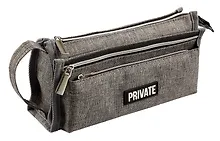 Купить Пенал-косметичка 2 отделения "Private" серый, 21*10*7,5 см, текстильный — Фото №1