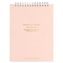 Купить Блокнот А5 80 листов в клетку "Flora", розовый, спираль — Фото №1