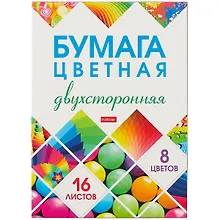 Купить Цветная бумага «Мозаика» 8 цветов 16 листов А4, двухсторонняя, скрепка, Hatber — Фото №1