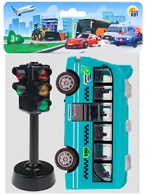 Купить Автобус в наборе со светофором. Открывающиеся двери 16.5х5х21см (Арт. И-8790) — Фото №1