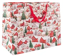 Купить Пакет А3+ 50*40*25 "Домики в снегу" Новый год, бум.ламинат — Фото №1