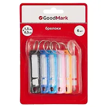 Купить Брелоки-бирки для ключей GoodMark, 1.5 х 6.5 см, 6 штук — Фото №1