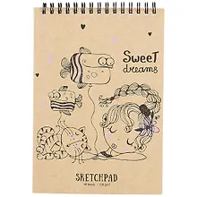 Купить Скетчбук А5 40л "Сладкие мечты" белый офсет, 120г/м2, спираль — Фото №1