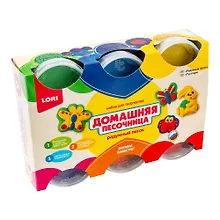 Купить Набор для творчества Lori "Радужный песок" набор из 6 цветов по 140гр, 2 формочки — Фото №1