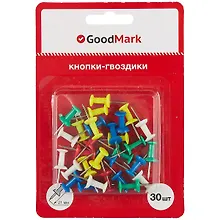 Купить Кнопки гвоздики 30 штук, цветные, GoodMark — Фото №1
