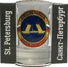 Купить Сувенир, АКМ, Набор стопок Виды СПБ с мет.знач. 1шт., стекло CT-M-01-1 — Фото №1