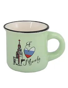 Купить Кружка маленькая Спасская башня, триколор, зеленая (фарфор) (75мл) (Москва) (065-9-21) — Фото №1