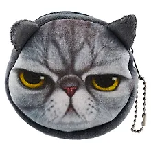 Купить Монетница плюшевая на молнии Кошачьи мордочки (8 см) (ПВХ бокс) (12-12098-HJ-62) — Фото №1