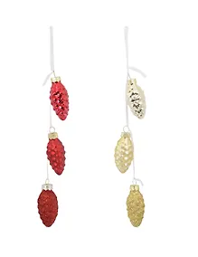 Купить Новогоднее подвесное украшение Шишки гроздь в ассортименте (стекло) (2,5x6) — Фото №1