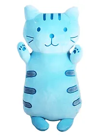 Купить Мягкая игрушка Котик на спине, бирюзовый  (45х20) — Фото №1