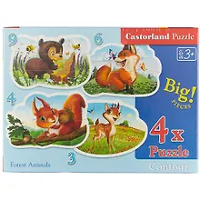 Купить Пазл Castorland Лесные животные 3*4*6*9эл., 15,5*11см В-005079 — Фото №1