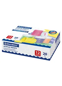 Купить Краски акриловые 12цв 20мл перламутровые для рисования и хобби BRAUBERG — Фото №1