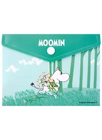 Купить Папка-конверт А6 на кнопке MOOMIN "Муми-тролль с цветами" — Фото №1