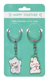 Купить Брелоки парные Happy Together Kawaii Зайка и Мишка (акрил) (2 шт) (12-15521-P2) — Фото №1
