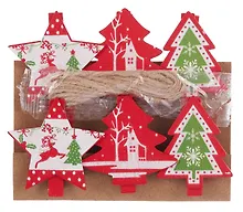 Купить Прищепки декоративные с веревкой 6шт (НГ-4) — Фото №1