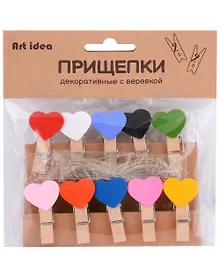 Купить Прищепки декоративные с веревкой "Сердечки" — Фото №1