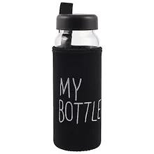 Купить Бутылка в чехле My bottle/Май ботл черная (стекло) (500мл) — Фото №1