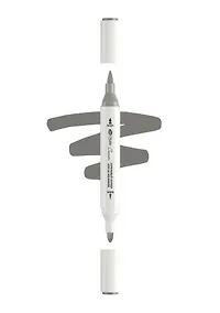 Купить Маркер акриловый "Сонет" серый, двусторонний, перо кисть/пуля — Фото №1