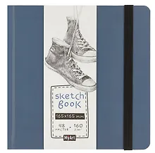 Купить Скетчбук 165*165 48л "Кеды" белый офсет 160г/м2, тв.обложка, резинка — Фото №1