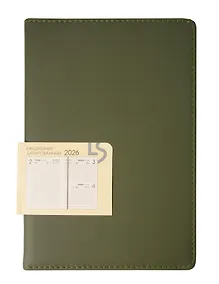 Купить Ежедневник дат. 2026г. А5 176л "MAPLE" оливковый, 7Б, иск.кожа, обл.поролон, тв.переплет, тонир.блок, скругл.углы, ляссе, инд.уп — Фото №1