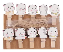 Купить Прищепки декоративные с веревкой Белые котята (10шт) — Фото №1