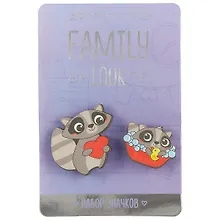 Купить Набор значков для мамы и ребёнка Еноты — Фото №1