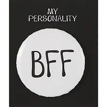 Купить Значок круглый BFF (белый) (металл) (38мм) — Фото №1