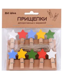 Купить Прищепки декоративные с веревкой "Звездочки" — Фото №1