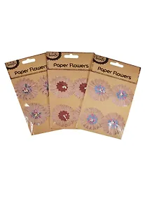 Купить Цветы двуслойные с бусинами Paper Flower, в ассортименте, 6 видов (11-21984-B30) — Фото №1