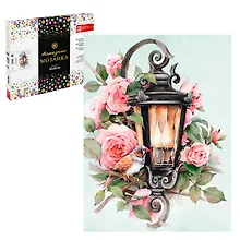 Купить Набор для творчества. Алмазная мозаика Phoenix plus на подрамнике "Фонарь в цветах", 30 х 40 см — Фото №1