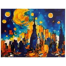Купить Холст с красками по номерам "Звездное небо мегаполиса", 30 х 40 см — Фото №1