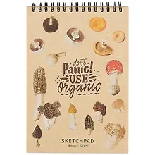 Купить Скетчбук А5 40л "Грибной мир" белый офсет, 120г/м2, спираль — Фото №1