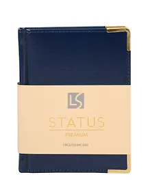 Купить Ежедневник дат. 2026г. А6 176л "Status" темно-синий, 7Б, тв.переплет, иск.кожа, обл.поролон, мет.уголки, тонир.блок, цв.торец, ляссе, инд.уп — Фото №1