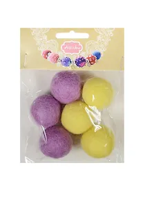Купить Набор бусин валяных из шерсти (3 см) (6 шт) (сир., жел.) (14-00941-J15) — Фото №1