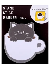 Купить Блок бумаги самоклеящийся 30 листов, "Cat in cup", в ассортименте — Фото №1