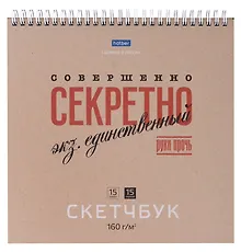 Купить Скетчбук 240*240 30л "Совершенно секретно" 160г/м2, тв. обложка, спираль, крафт и черн. офсет — Фото №1