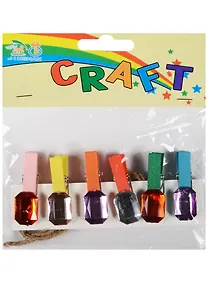 Купить Набор для творчества Прищепки со стразами и веревкой 6шт, микс цветов, крупный кристалл — Фото №1