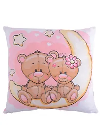 Купить Подушка-игрушка "Мишки на луне, розовая" — Фото №1