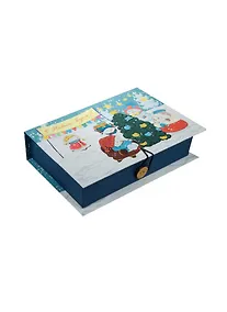 Купить Шкатулка-книга с пуговицей картон Снеговики с елочкой S (18х12х5) (39251) — Фото №1