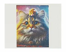 Купить Алмазная мозаика. Классическая, с подрамником, с полным заполнением. Кошка и мышка 30х40, 30 цветов — Фото №1