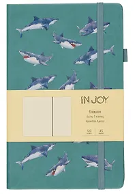 Купить Книга для записей А5 120л кл. "IN JOY. №4" 7БЦ, иск.кожа, трафаретн.печать, тонир.форзац, скругл.углы, ляссе, резинка, петля д/ручки, карман на задн.форзаце — Фото №1