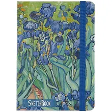 Купить Скетчбук А5 80л "Ван Гог. Ирисы" 70г/м2, кремовая бумага, тв. переплет, резинка — Фото №1